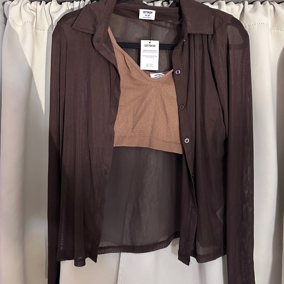 -COTTON ON- Long Sleeve Mesh Shirt + Tank top - Picture 1 of 1